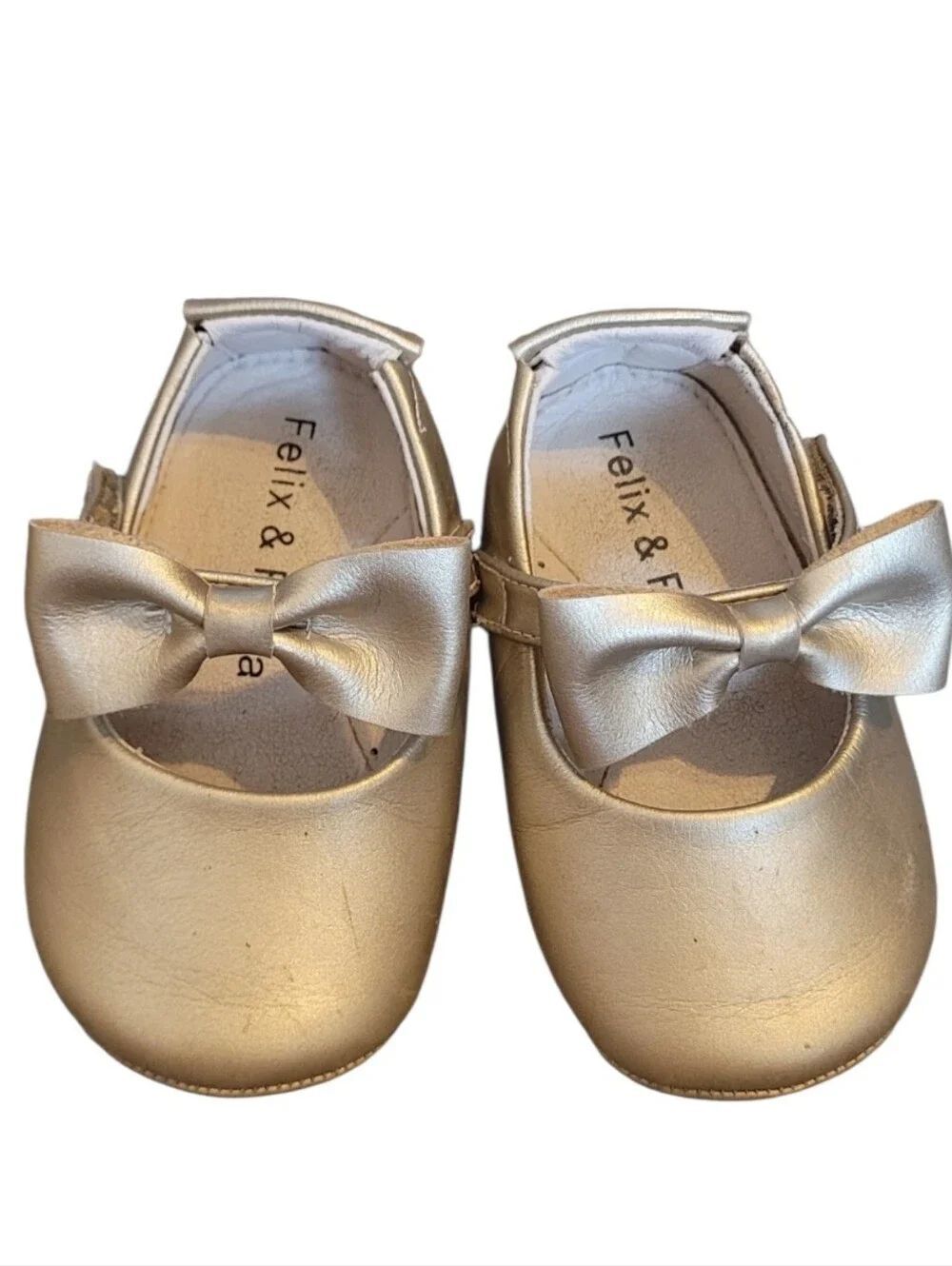 Felix & Flora Gold Bow Mary Jane Kids Shoes Size 135/US 6T